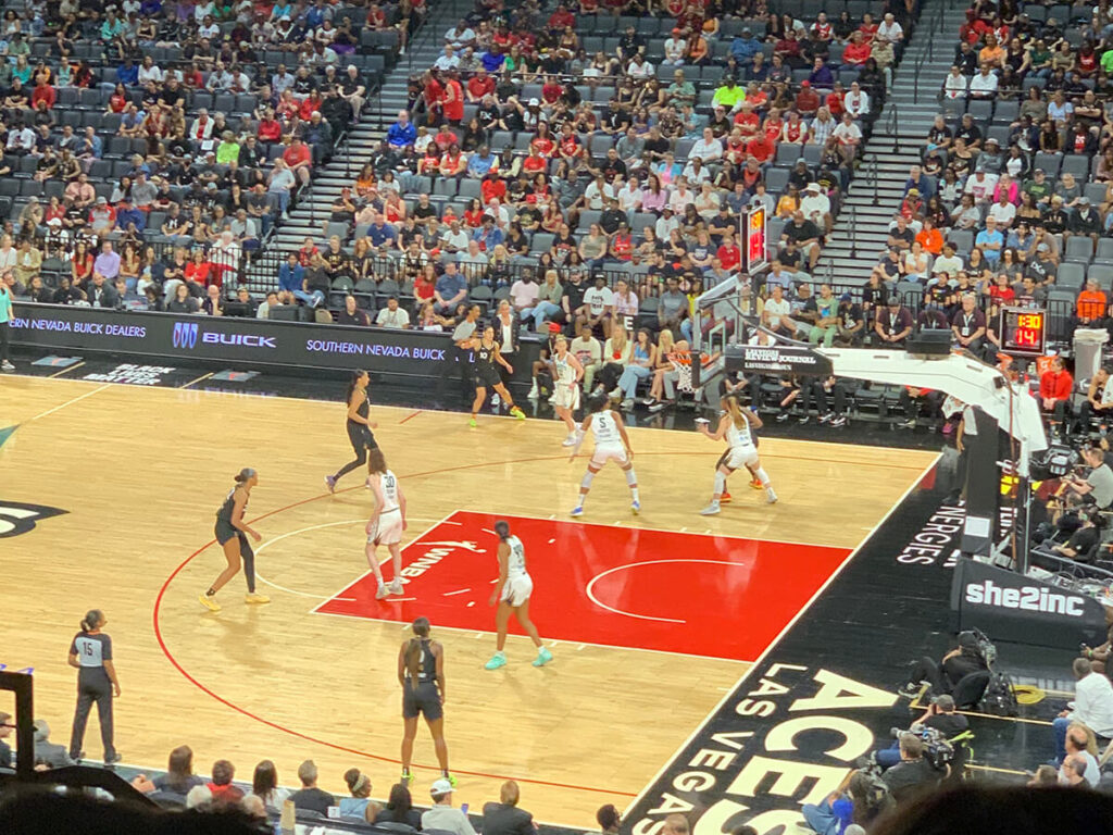 The New York Liberty defend The Las Vegas Aces.