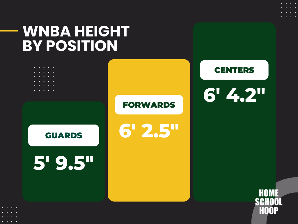 Bar graph showing differences in average WNBA player height by position (guards, forwards, centers)
