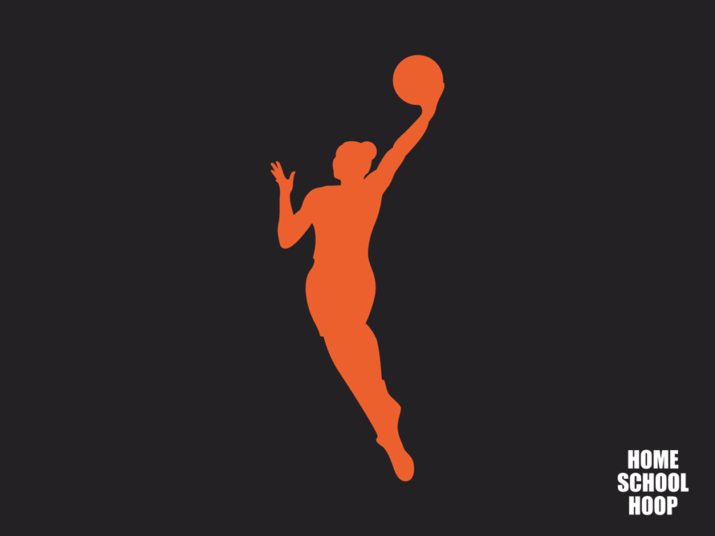 Current orange WNBA logo over a black background.