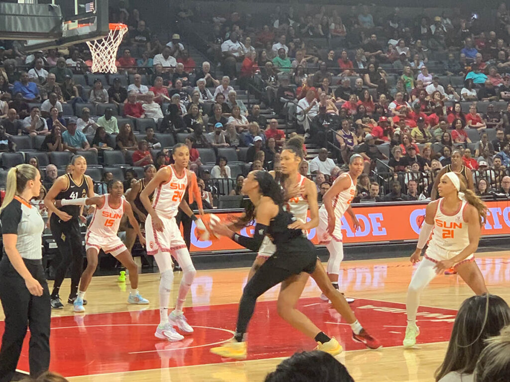 Connecticut Sun players collapse on A'ja Wilson