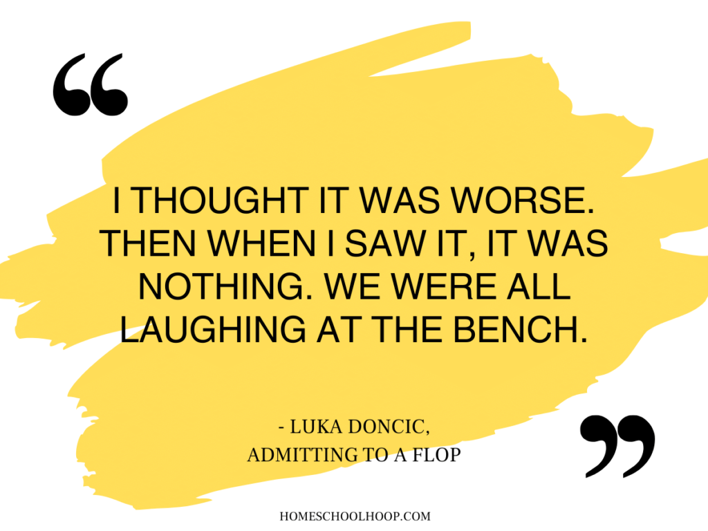A quote graphic by Luka Doncic (one biggest flopper in the NBA) that reads: "I thought it was worse. Then when I saw it, it was nothing. We were all laughing at the bench. - Luka Doncic, admitting to a flop