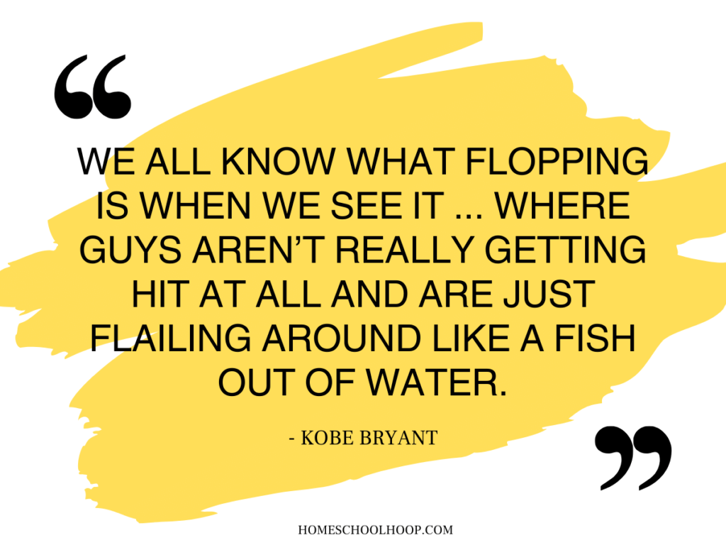 A quote graphic that reads: "We all know what flopping is when we see it... where guys aren't really getting hit at all and are just flailing around like a fish out of water. - Kobe Bryant"