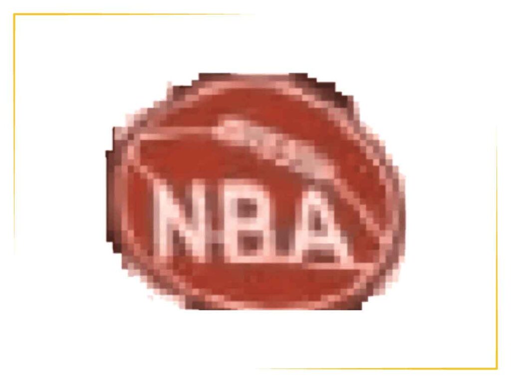 The second variation of the NBA logo with an orange basketball, used from 1953-1962.