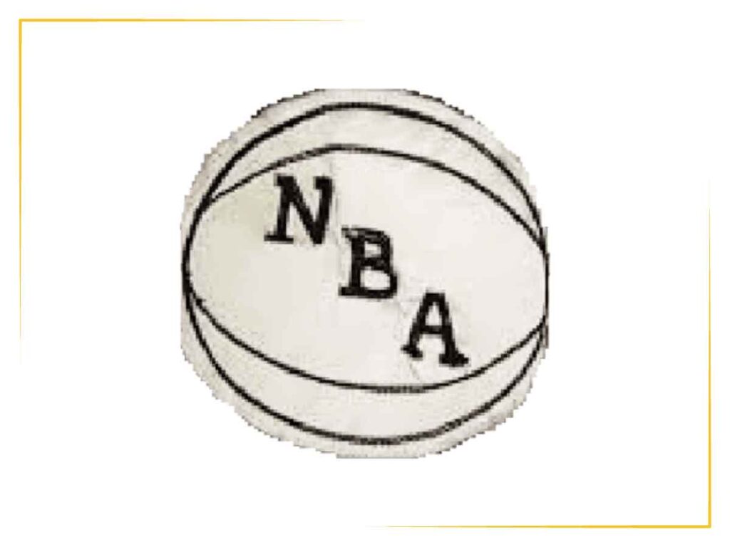 The third variation of the NBA logo with a white basketball, used from 1962-1969.