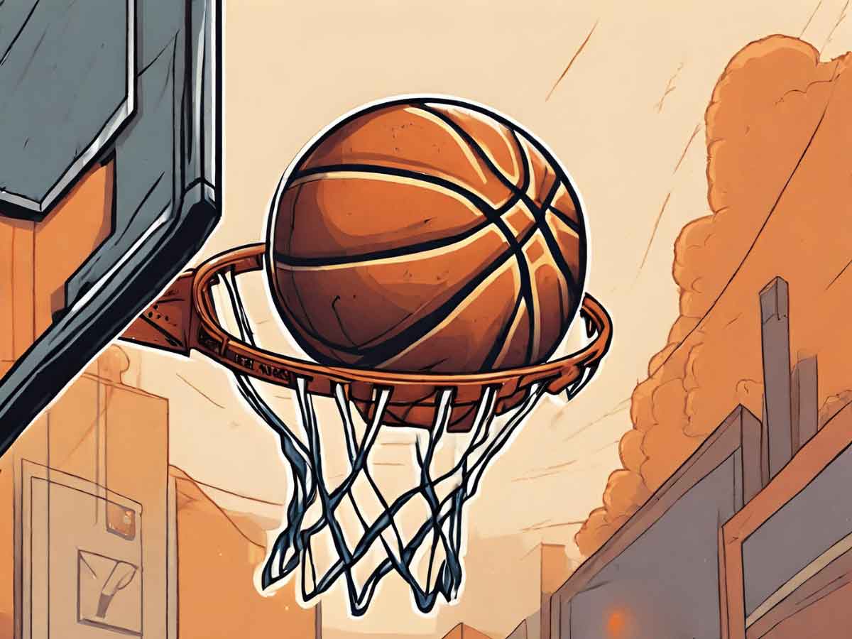 An illustration of a basketball going through the rim for a field goal.
