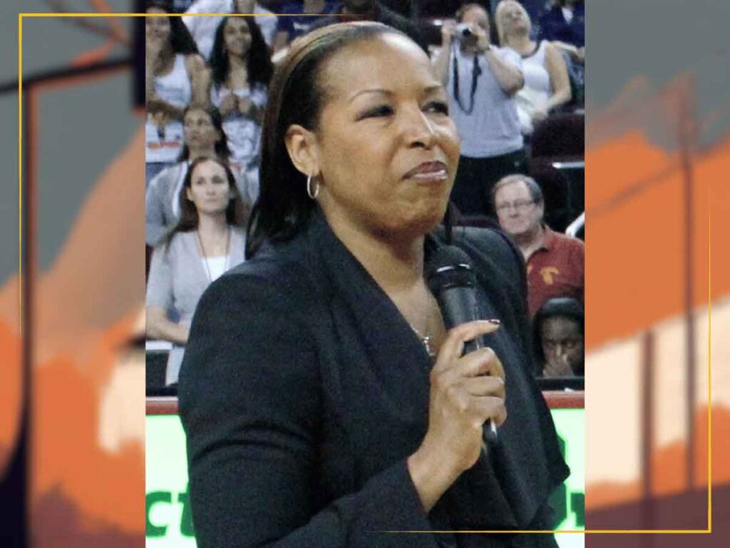 A photo of basketball player Cynthia Cooper, the all-time WNBA PPG leader.