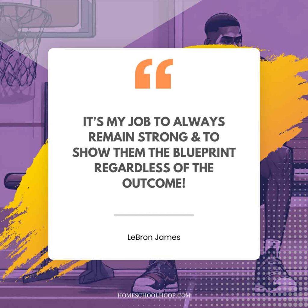 A LeBron James Quote graphic that reads: "It's my job to always remain strong & to show them the blueprint regardless of the outcome!"