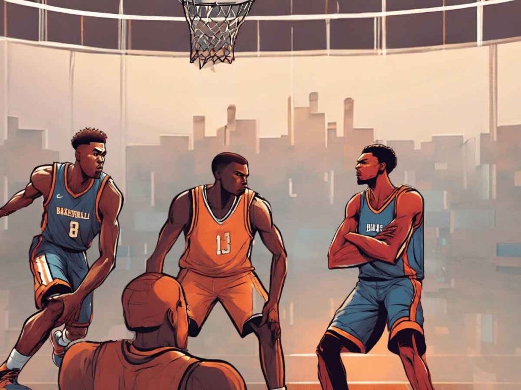 An illustration of basketball players executing a cross screen.