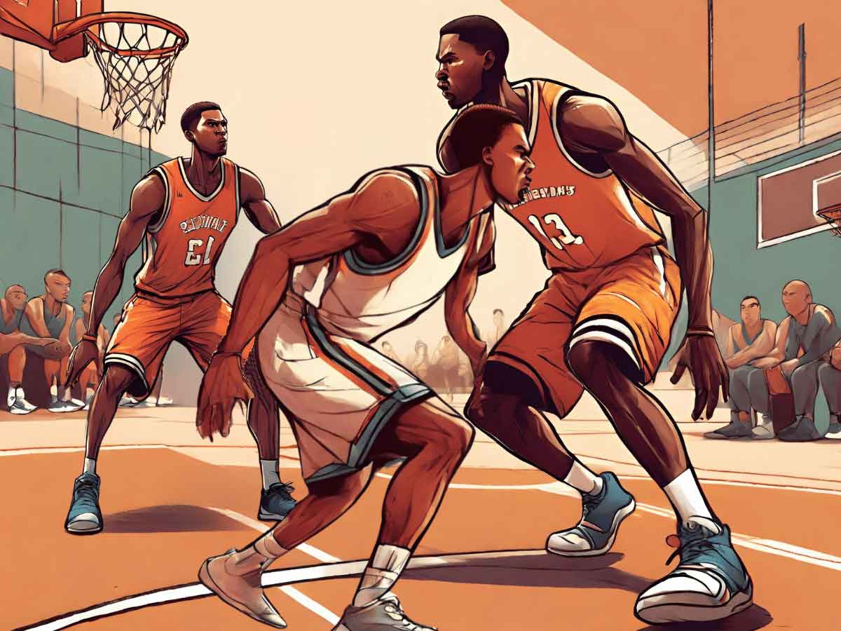 An illustration of basketball players executing a down screen.