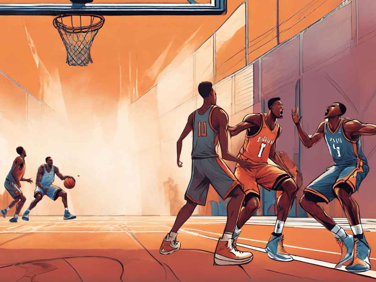 An illustration of basketball players executing a flex screen.