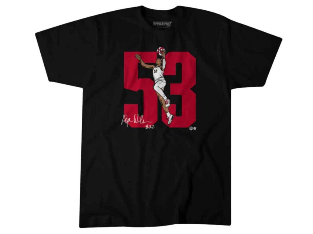 The front of the A'ja Wilson 53 t-shirt from BreakingT.