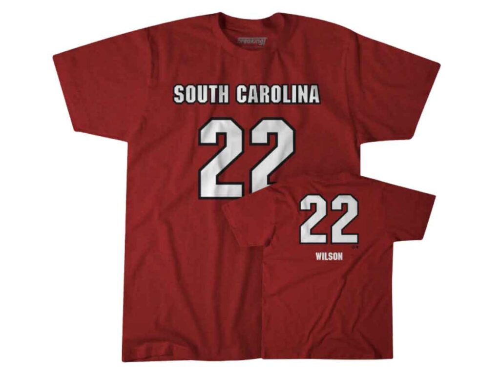 The front and back of the A'ja Wilson South Carolina t-shirt from BreakingT.