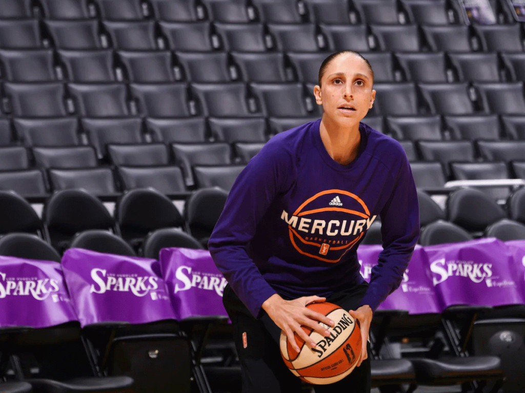 Diana Taurasi of the Phoenix Mercury prepares to shoot during pregame warm-ups.