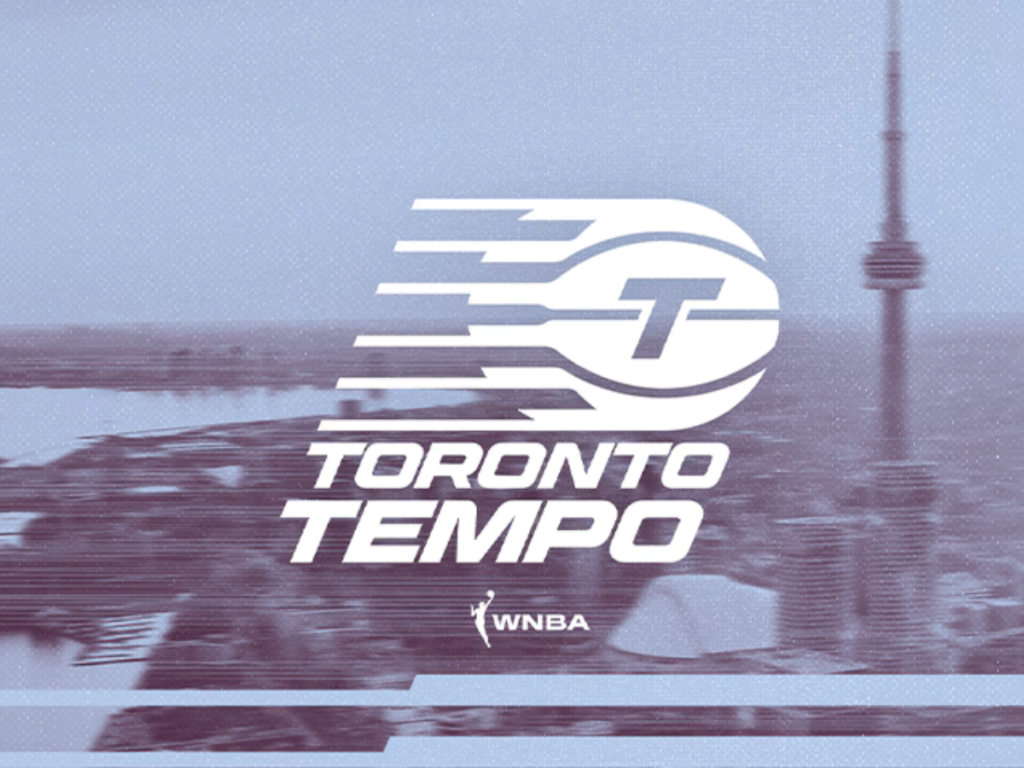 The Toronto Tempo logo overlayed over the city of Toronto.